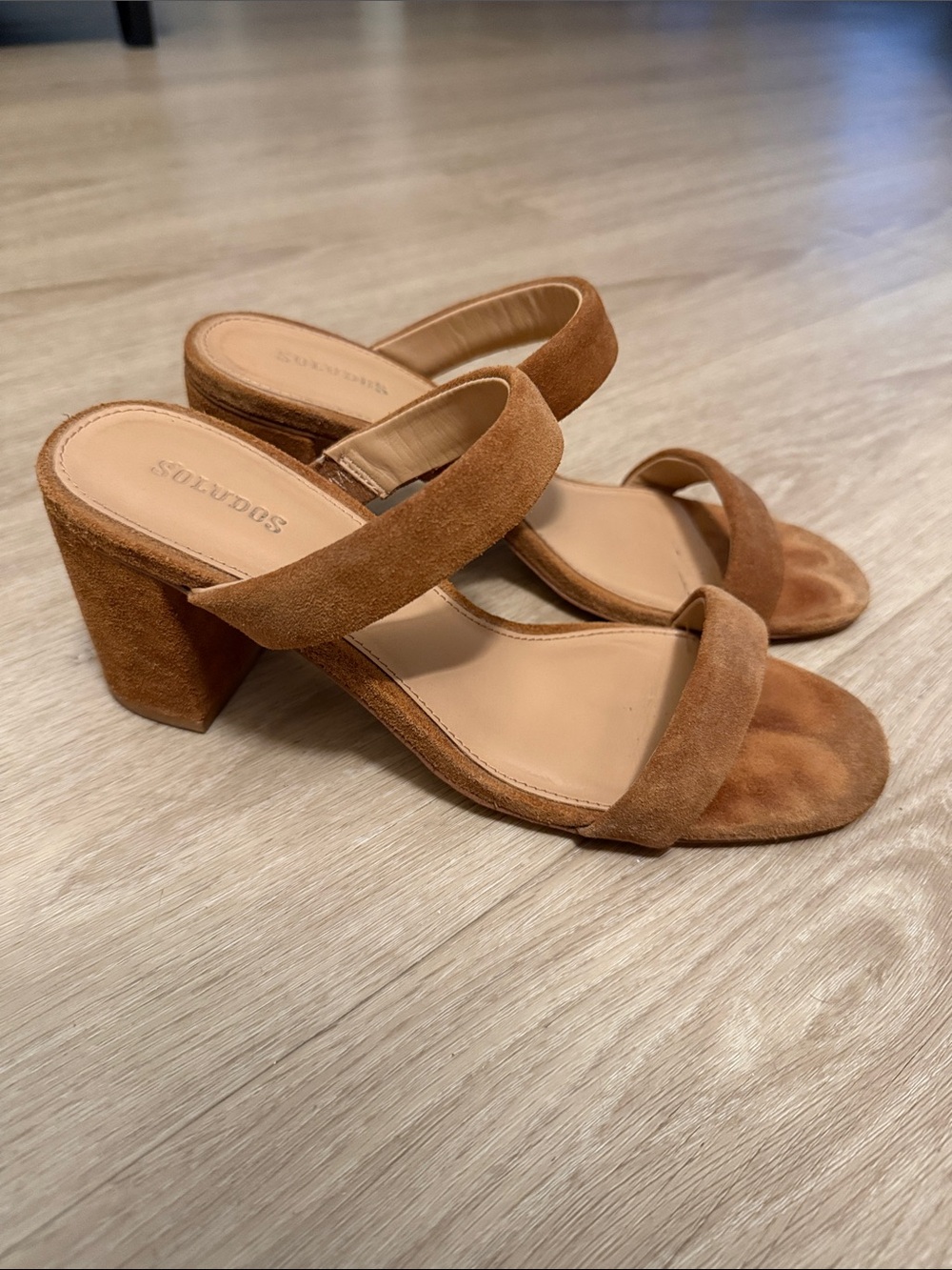 Soludos Brown Suede Block Heel Sandals